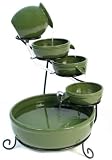 Green Ceramic Solar Cascade Water Fountain