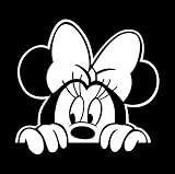 Peeking Minnie Mouse Die Cut Decal Vinyl Sticker 5 White