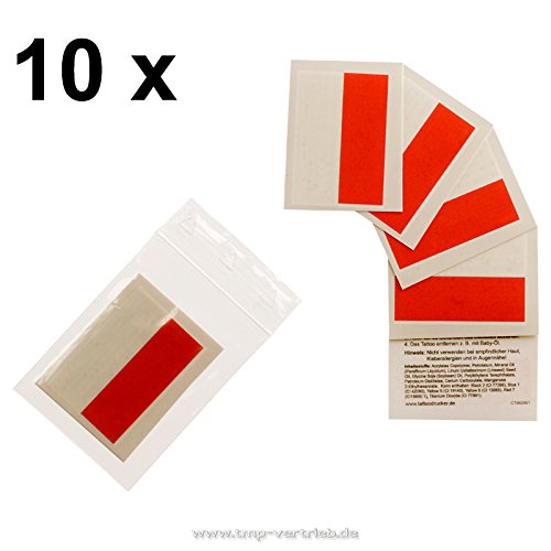 10er Polen Tattoo Fahne Fan Set – EM Fanartikel 2016 – Poland Flag (10)