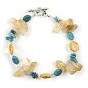 Barse Turquoise and Citrine Nugget Sterling Toggle Bracelet