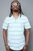 Lifetime Collective The Radio Radio Short Sleeve V-Neck Henley in Nile Blue Stripe,Tops for Men
