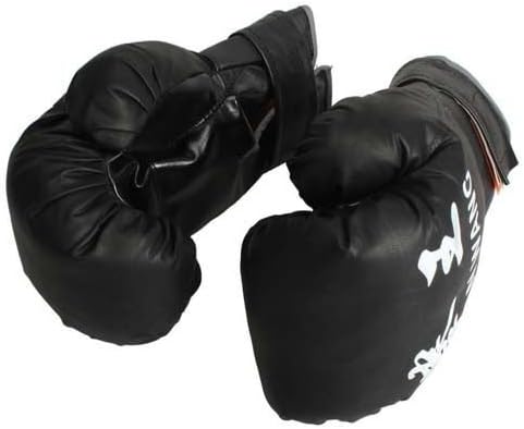New Pu Practice Training MMA Boxing Gloves Black 12oz