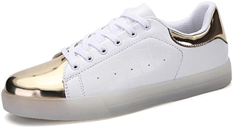 MINMAI Men&amp;Women's 7 Colors USB Charging Fashion LED Lighting UP Casual Sneakers white EU41