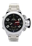 Weide - Montre Homme - Quartz - Acier inoxydable - Alarme cadran noir Dual Time ?? affichage en acierSport Watches