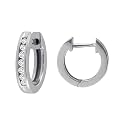 10k White or Yellow Gold Channel-Set Diamond Hoop Earrings (1/6 cttw, H-I Color, I2-I3 Clarity)