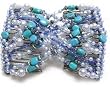 Hair Bling Turquoise Aqua and Pearls Hugger Double Beaded Comb 30002