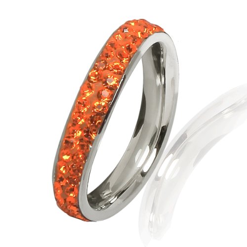 Bliss Republic Damen-Ring Edelstahl Glaskristalle orange 60301077 52 Preisvergleich