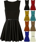 New Ladies Sleeveless Belted Vest Mini Short Dress Womens Dress Sizes 8-14