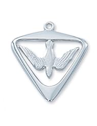 Confirmation Gift St. Saint Sterling Silver St. Saint Saint Pendant Necklace Medal L396SS Holy Spirit 24" Chain and Box