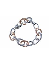 Two-tone, White & Rose Gold Plated 925 Italian Sterling Silver Chain Link Bracelet; Rhodium Plated