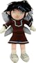 Planet Pixies Anyu Doll, Black and Blue Hair, Brown Dress.