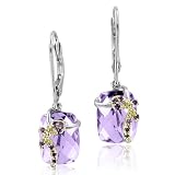 woman Bow tie:Natural Amethyst Bow Tie Drop Earrings in Gold Plated Sterling Silver - 8.13 cttw
