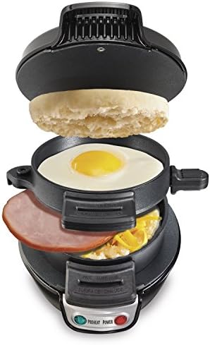 New Durable Hamilton Beach Breakfast Sandwich Maker Black, Cooking Appliance, Counter Top, Homemade Breakfast, Toaster Oven Non Stick, w/ Bonus Lunch to Go Kit Sandwich Spreader/knife and 12 Lunch on the Go Containers and 12 Sets Cutlery (Sandwich Maker Plus to Go Kit)