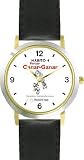 Habit 4 - Think Win-Win (Spanish Text) - DELUXE TWO-TONE WATCH from THE 7 HABITS - WATCH COLLECTION BY WATCHBUDDY&reg; - Arabic Numbers - Black Leather Strap-Size-Women's Size-Small