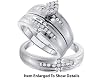 14k. Gold Stunning 3 Pc. Genuine .36 Ctw. Diamond Wedding Set for Him and Her