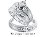 14k. Gold Stunning 3 Pc. Genuine .36 Ctw. Diamond Wedding Set for Him and Her