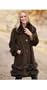 Women's Gillian Cashmere-Blend Coat with Fox Fur Trim, CHOCOLATE, Size LARGE (8/10)