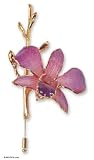 Natural orchid gold-plated stickpin, 'Shy Blossom' 2 W 4 L
