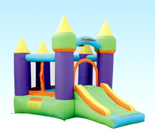 Bounceland Magic Castle Bounce House Inflatable Bouncer - Green/ Purple/ Yellow 12.6 ft