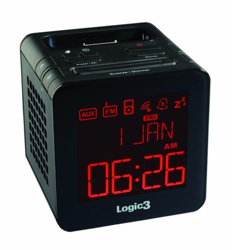 Logic3 WIS191K i-Station Radiowecker für iPod/iPhone mit Dock Connector schwarz
