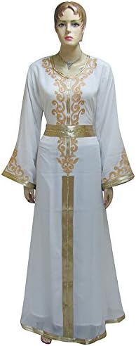 Shubham Fashions Women's A Good Looking Kaftan Arabic Dress Abaya Casual Wear Free Size White