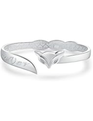 Fashion Plaza "Love You Forever" Womens 990 Sterling Silver Fox Bangle Cuff Bracelet Weights 20.2g Y59