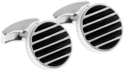 Tateossian SILVER TOWER BRIDGE ROUND cufflinks - Sterling Silver / Black Agate