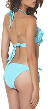 Lolli Womens Girls Sexy Padded Solid Color Bathing Suit Bikini (Light Blue, L/XL)