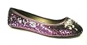 Womens Odeon Designer Purple Silver Sequins Flat Ballet Pumps Dress Shoes