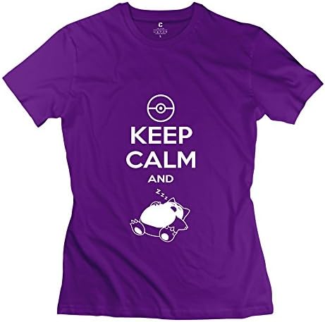 PTYS Women's Tshirts Keep Calm And Carry On Snorlax Sleep On Pokemon Size XS Purple