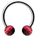 Two Toned Red Disco Ball Horseshoe Circular Barbell