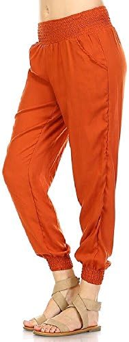 Aly-Rose Women's Tranquility Pants Made in USA (Large, Burnt Orange)