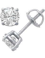 14k White Gold Four-Prong Diamond Stud Earrings