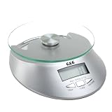 5kg/1g K�chenwaage KE silber - Briefwaage Digitalwaage mit Uhrzeit & TARA-Funktion !!Preis-Leistungs-HAMMER!! *** Top-Qualit�t zu Spitzen-Preisen ***von "GundG"