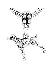 Sterling Silver Weimaraner Pointer Dog Dangle Bead Charm