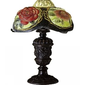 Meyda Tiffany 23765 Oxford Floral Puffy - One Light Table Lamp, Mahogany Bronze Finish with Oxford Floral Puffy Tiffany Glass