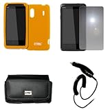 EMPIRE Black Leather Case Pouch with Belt Clip and Belt Loops + Orange Sili ....