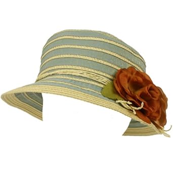 Upf 50+ Summer Floral Cloche Bell Bucket Packable Sun Hat Cap Shimmer Gold Blue