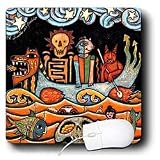 Paul Honatke Designs Prints - The Devil s Dream folk art skulls mexican colorful surrealism - Mouse Pads