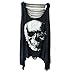 Iwoo Skull Head Pattern Hollow Back Women Tank Tops