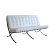 Barcelona Leather Loveseat in White By Wholesale Interiors with Silver Shipping