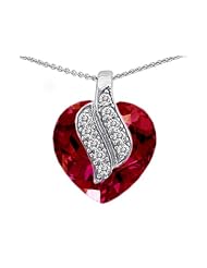 Original Star K (tm) Large 15mm Heart Shaped Created Ruby Soul Mate Pendant in .925 Sterling Silver
