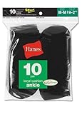 Hanes Boys Red Label Cushion Ankle 10 pr White w/ Grey Heel and Toe Small