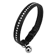Ferplast 76006017 Halsband für Katzen, soft high-tech Material, LUX C12/25, Breite: 12 mm, L: 25 cm, schwarz mit weissen Strassteinen und Glöckchen