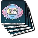 Londons Times Funny Aliens Cartoons - Alien Reading Enquirer - Coasters