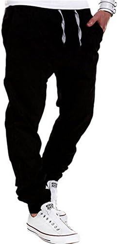 Megaerobe Men's Jogger Dance Sportwear Baggy Casual Pants Slacks Trousers Sweatpants (Black, Medium)