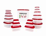 38 Piece Plastic Food Container Set - 19 Plastic Storage Containers with Red Lids 38 Piece Plastic Food Container Set - 19 Plastic Storage Containers with Red Lids