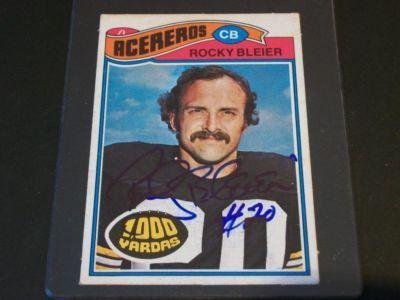 Steelers Rocky Bleier Signed 1977 Topps Mexican #281 - NFL Football Cards