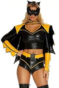 Dear-lover Women's 6 Pcs Action Packed Super Hero Costume Large Size Black
