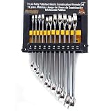 Wilmar W1062 11 Piece Metric Polished Combo Wrench Set with Rack